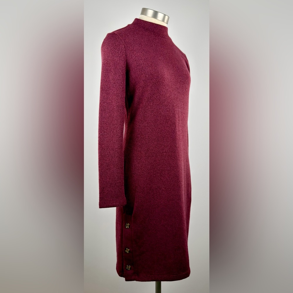 Banana Republic Women S Sweater Dress Garnet Red Long Sleeve Button Hem Slim Fit